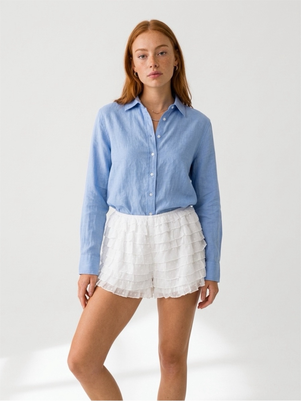 Alter’d State size small White Ruffle Layered Women's Shorts NWT